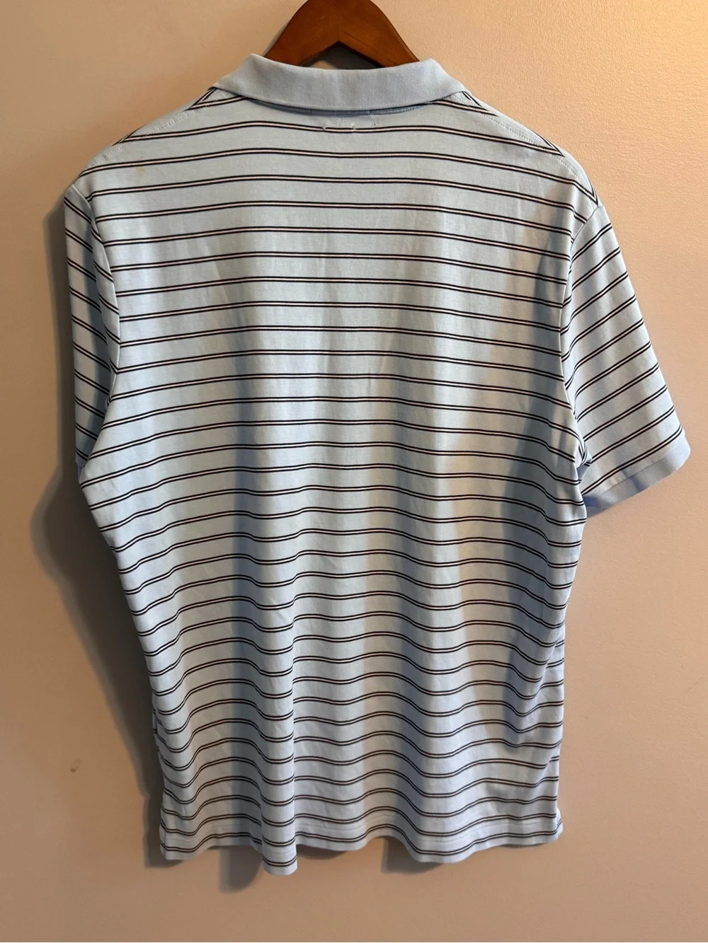 Polo Ralph Lauren Men's Large Classic Fit Blue Striped Cotton Polo Shirt